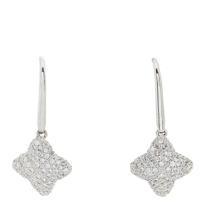 David Yurman 18K White Gold Diamond Quatrefoil Drop Earrings 1 of 6