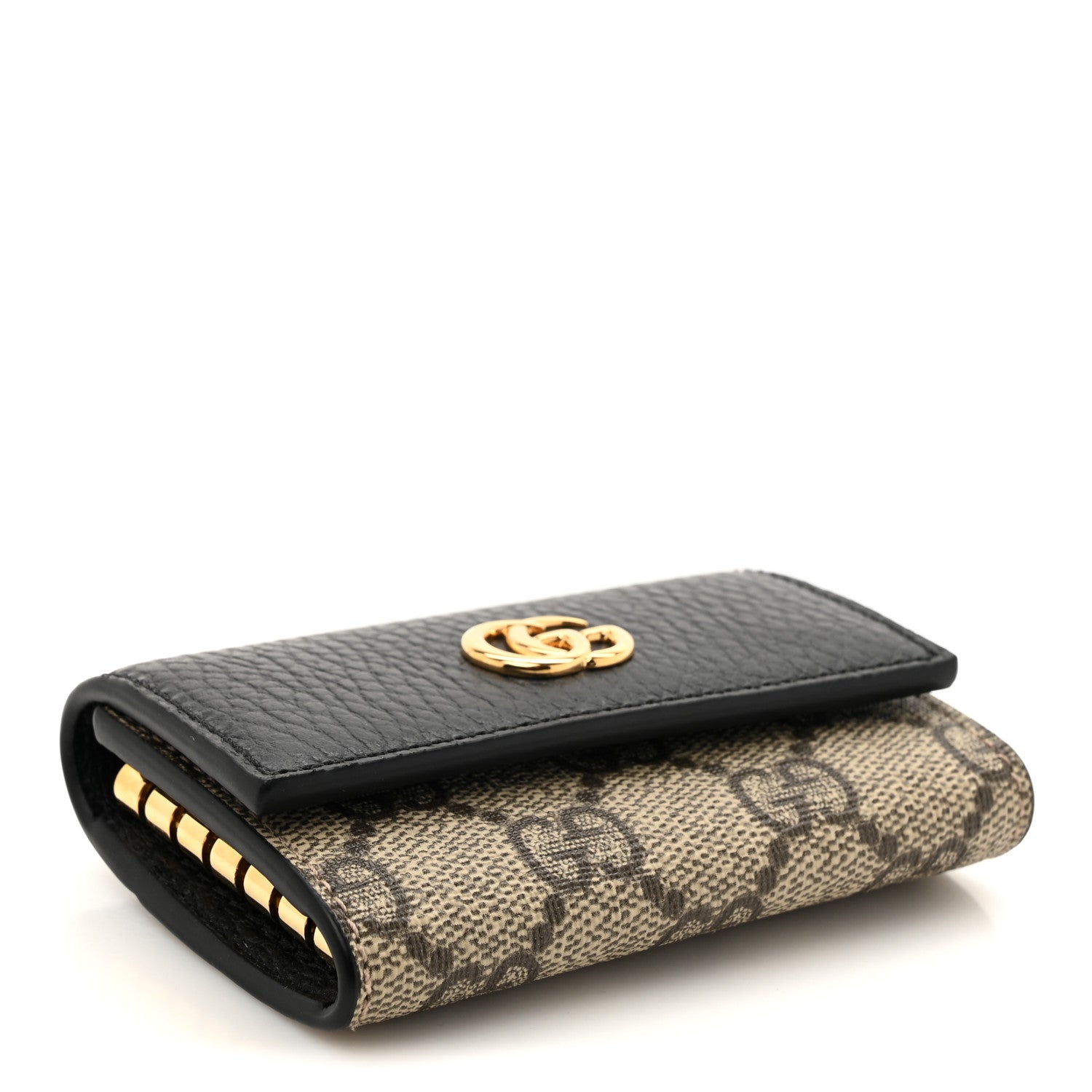 Gucci Dollar Calfskin GG Supreme Monogram GG Marmont 6 Key Holder Case Black Beige Ebony 4 of 8