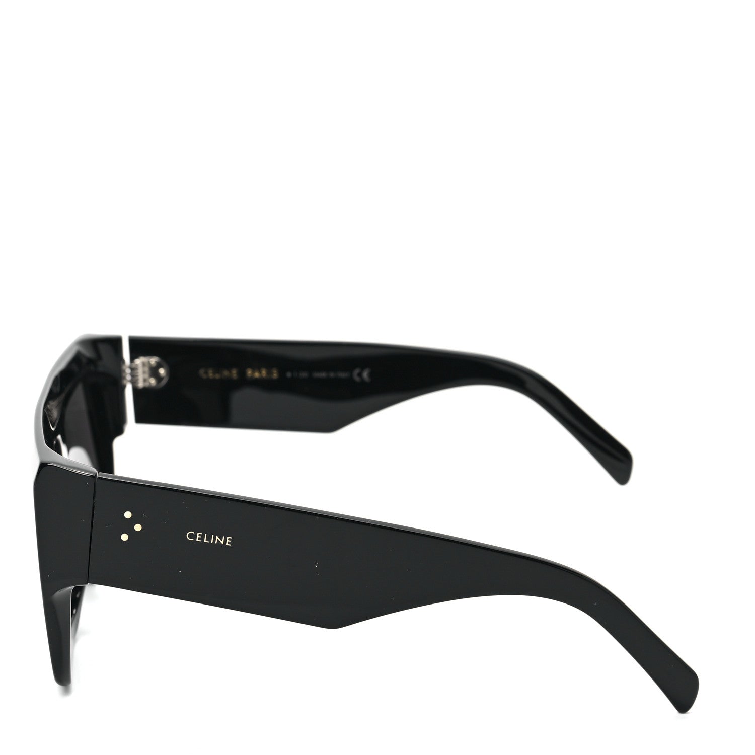 Celine Acetate Flat Top Rectangular Sunglasses CL400921 Black 3 of 6