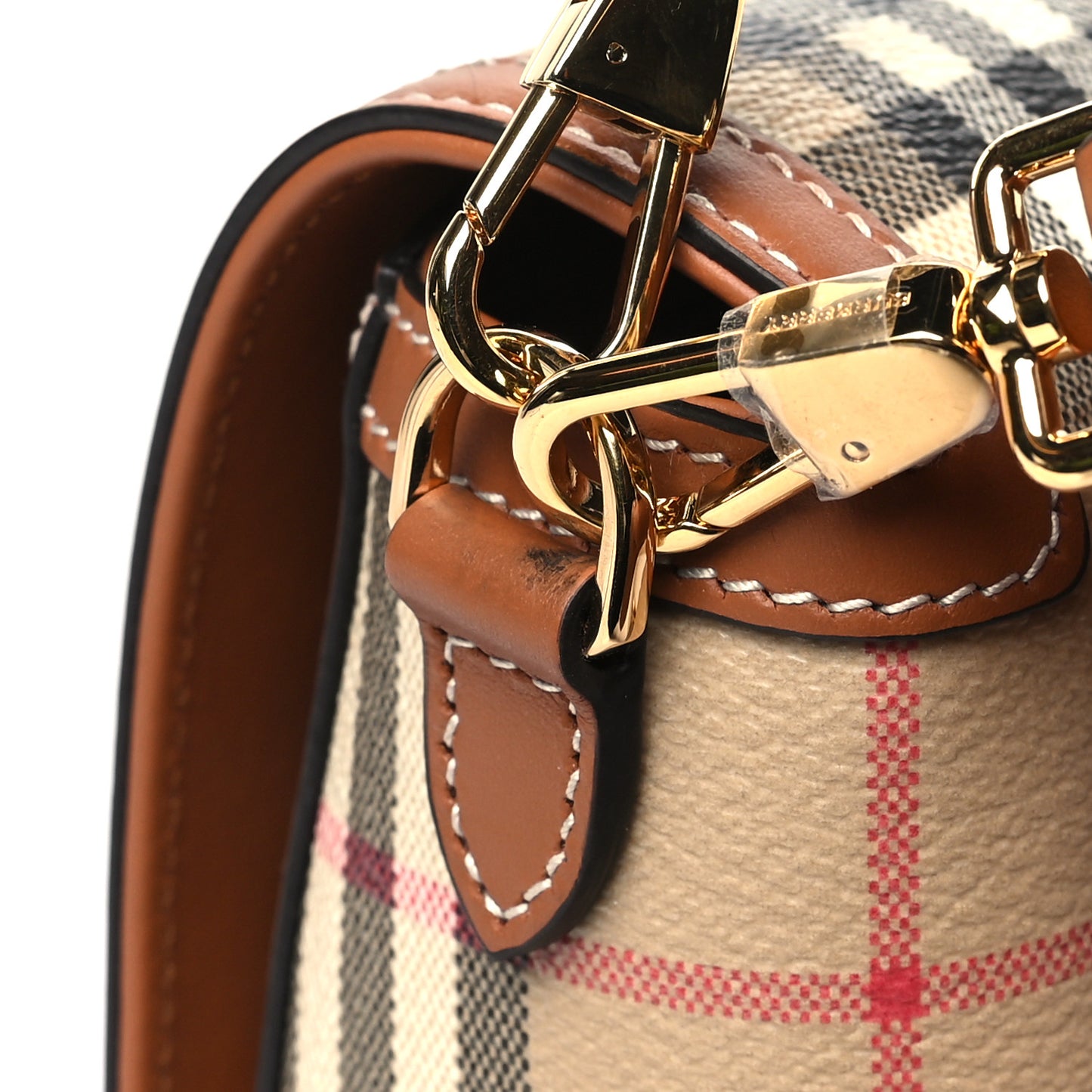 Coated Canvas Calfskin Vintage Check Small Note Crossbody Bag Briar Brown