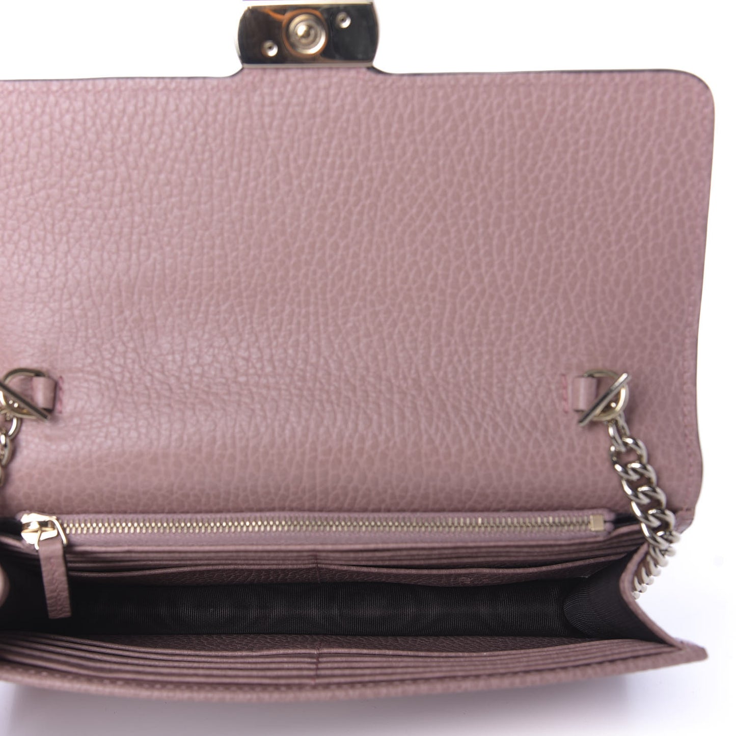 Dollar Calfskin Interlocking G Chain Wallet Soft Pink