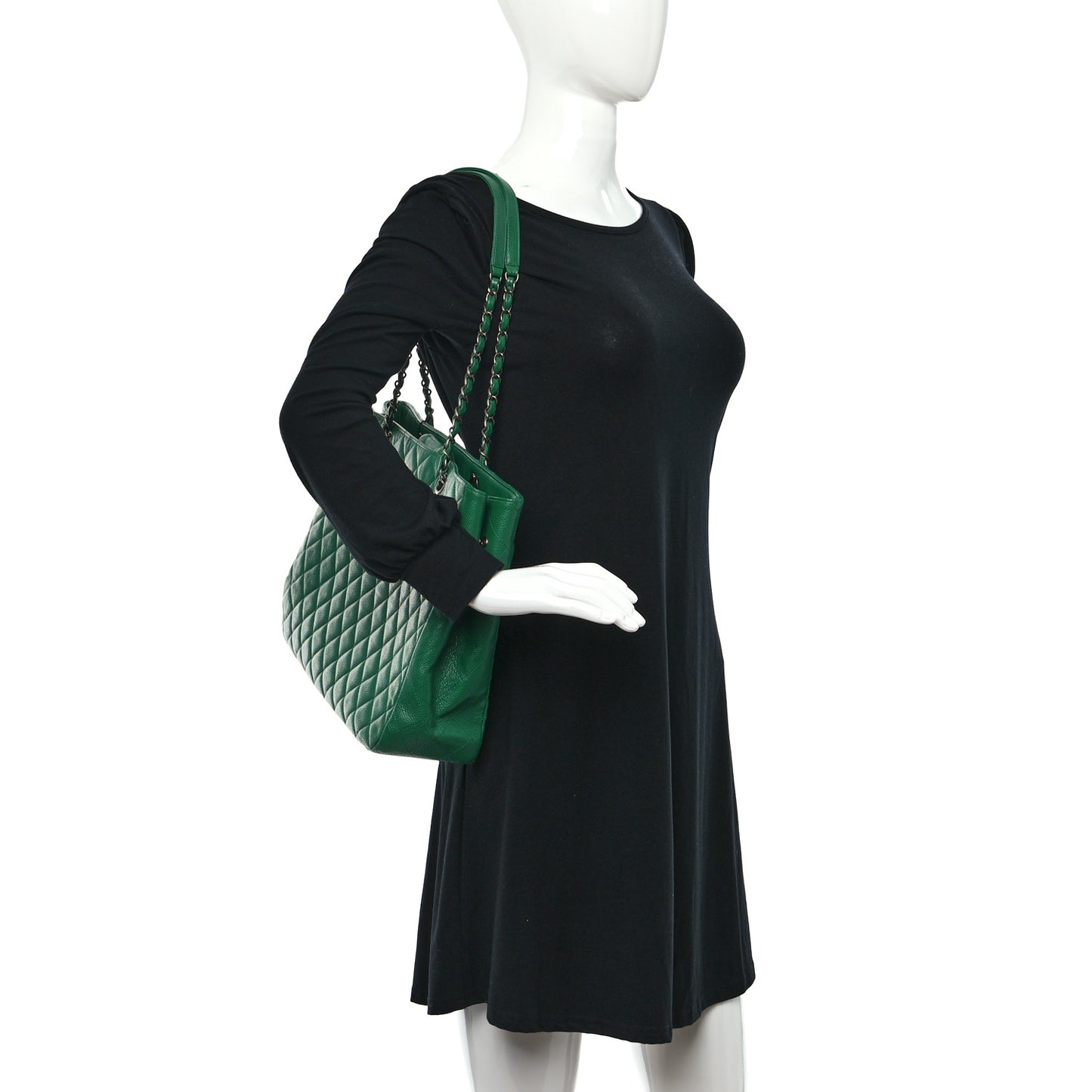 Caviar Quilted Timeless Tote Green
