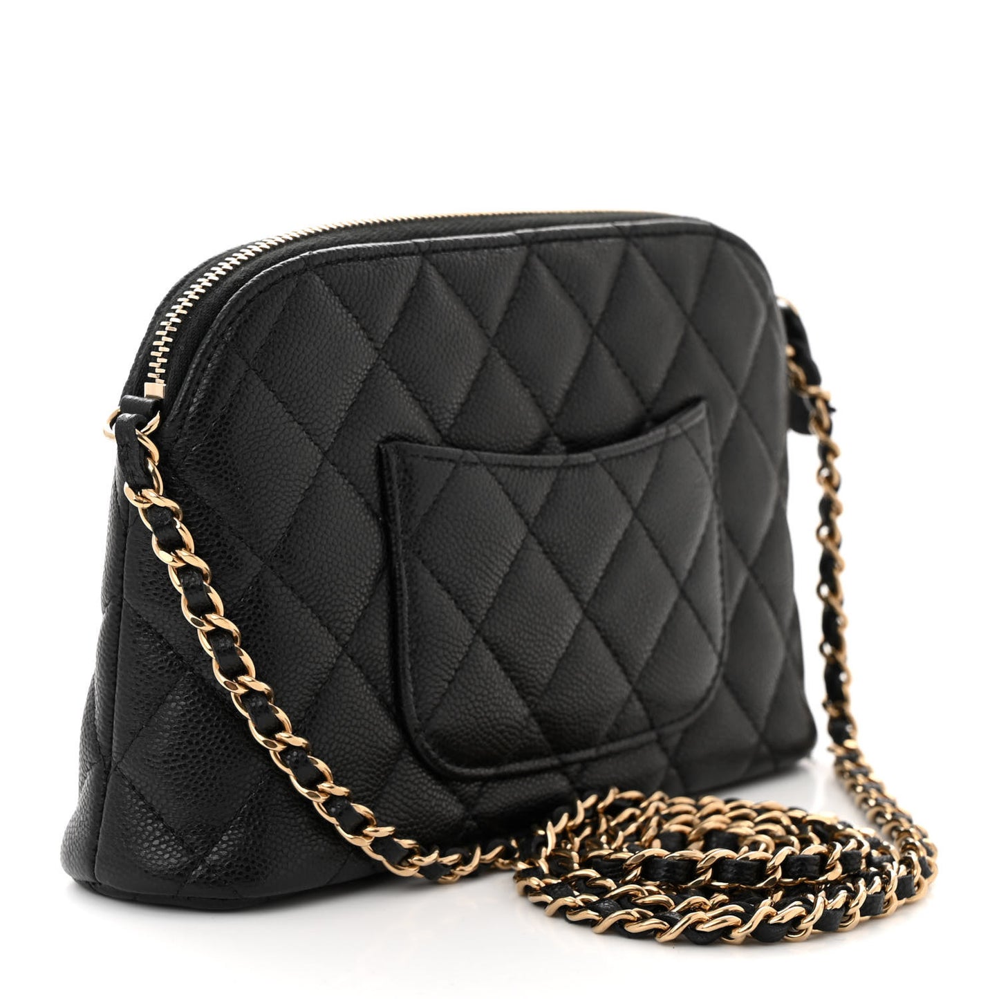 Caviar Quilted Classic Clutch with Chain Black