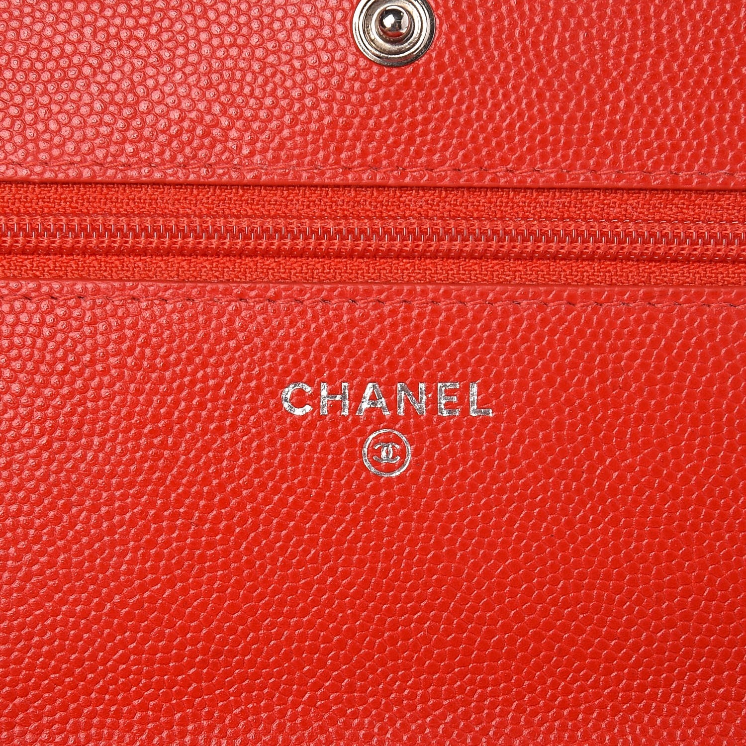Chanel Caviar Chevron Quilted Wallet On Chain WOC Red 6 of 9