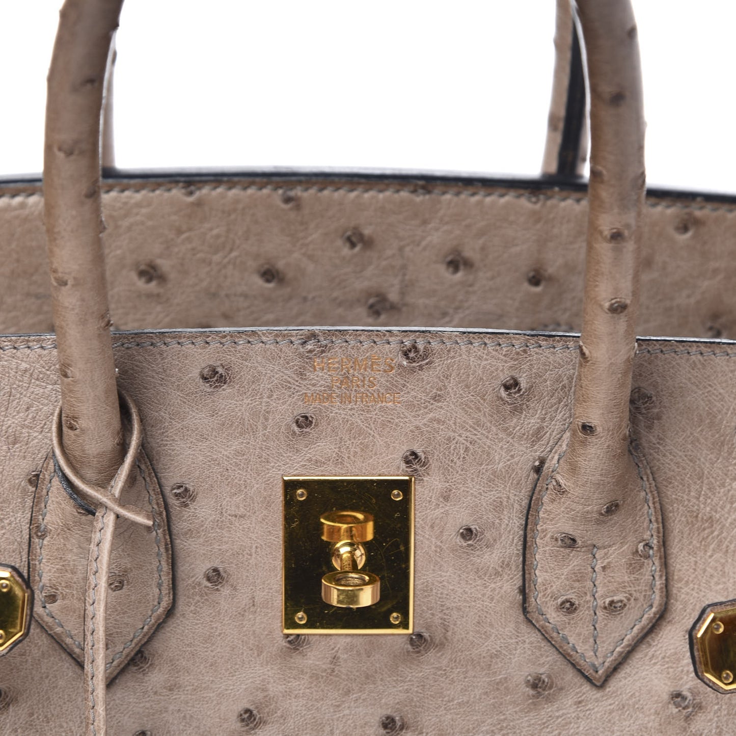 Ostrich Birkin 35 Gris Tourterelle