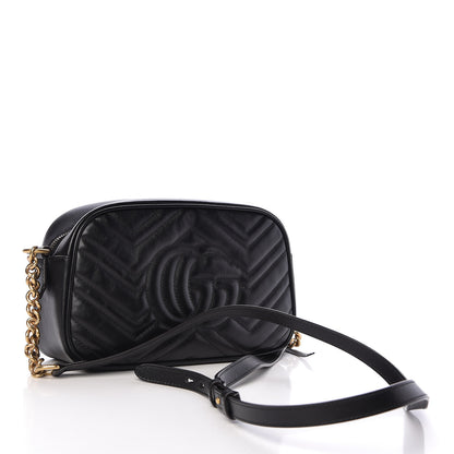 Gucci Calfskin Matelasse Small GG Marmont Chain Shoulder Bag Black 3 of 10