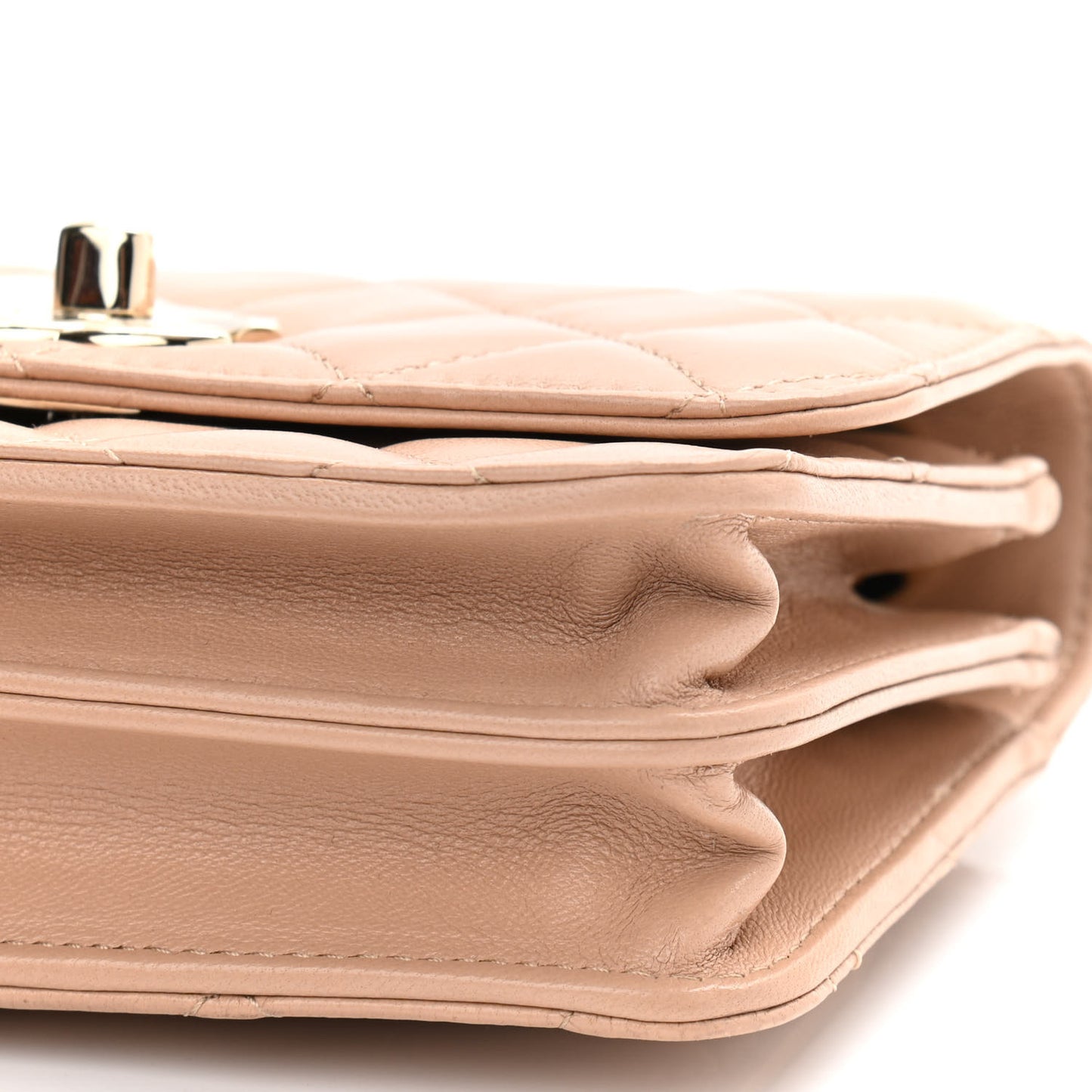 Lambskin Quilted Mini Trendy CC Wallet On Chain WOC Beige