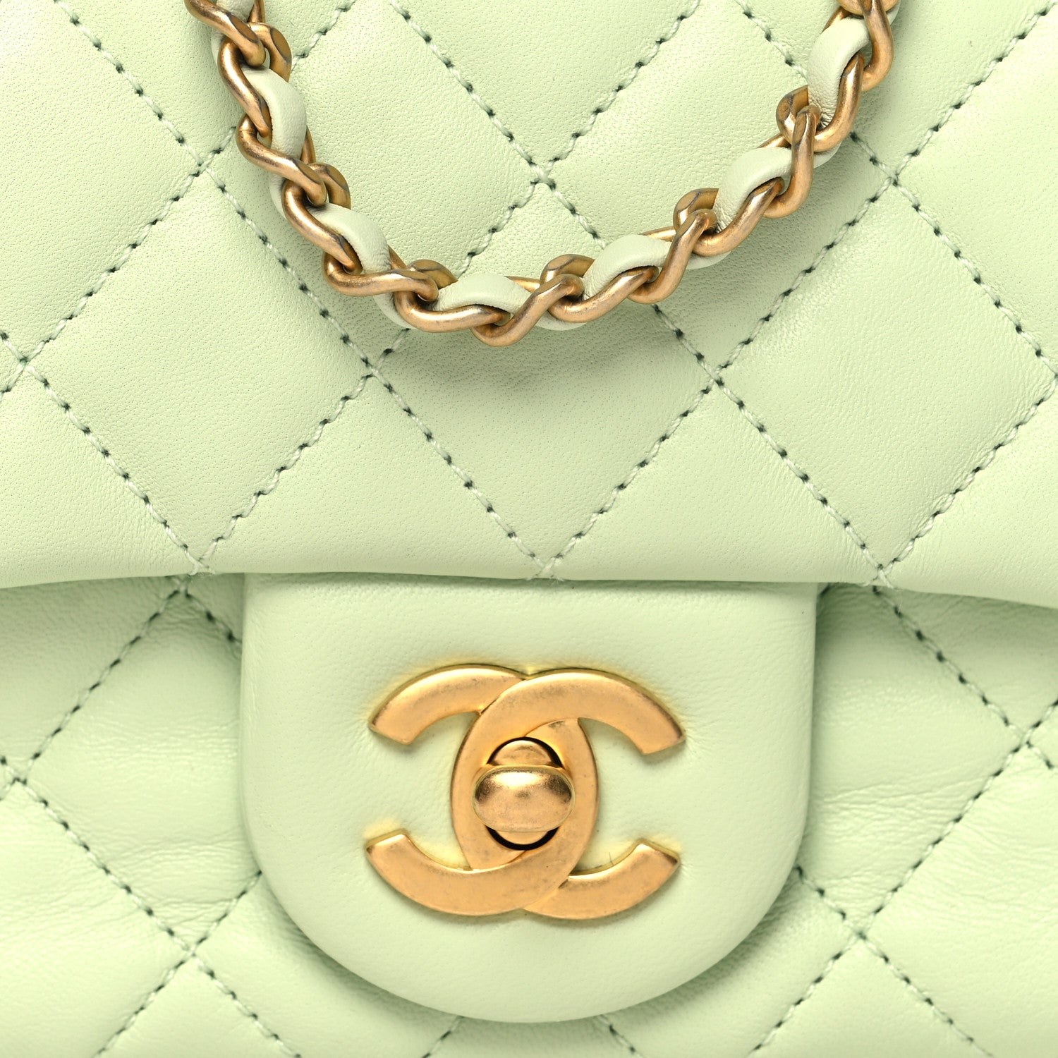 Chanel Lambskin Quilted Mini Pearl Crush Flap Light Green 8 of 10