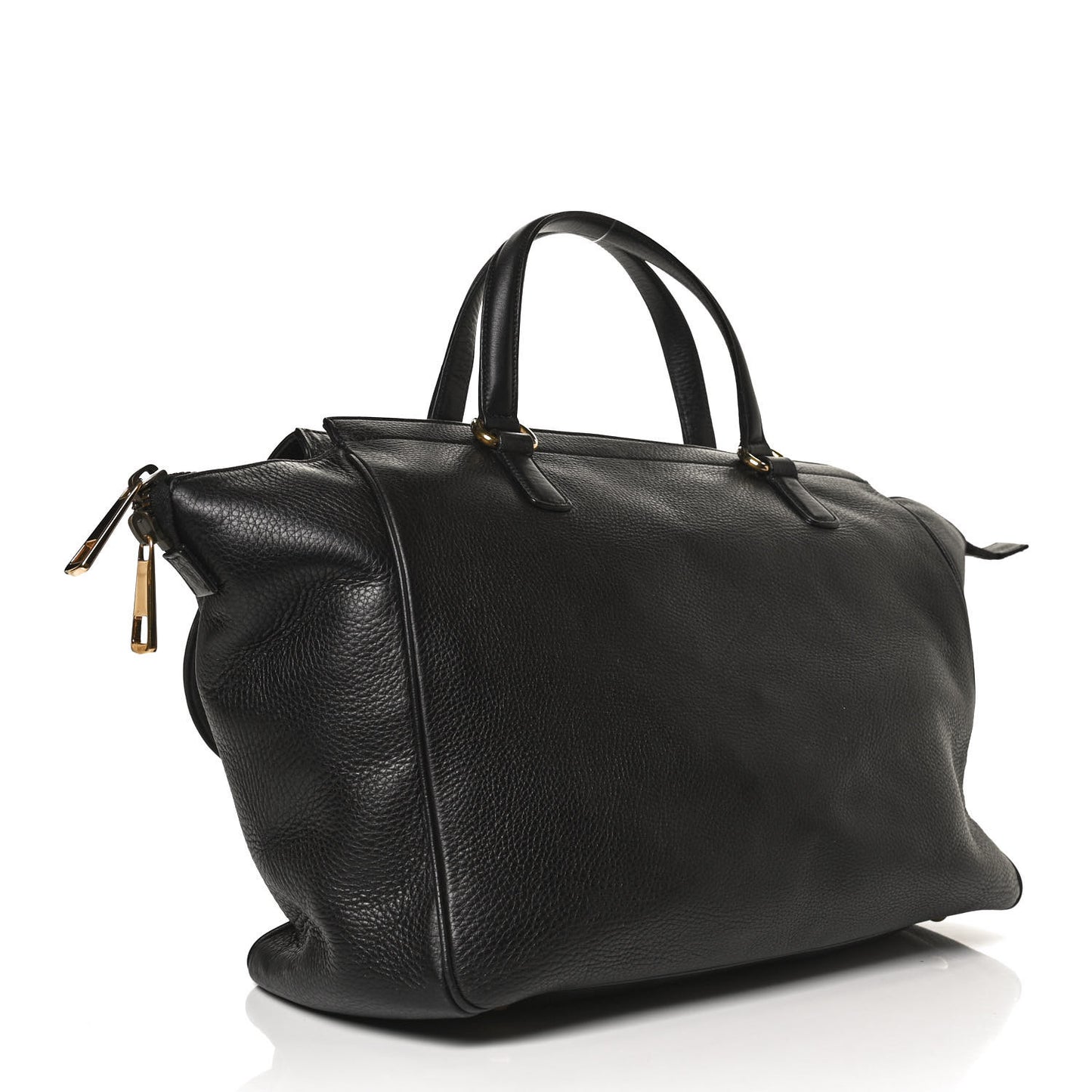 Pebbled Calfskin Medium 1973 Top Handle Satchel Black