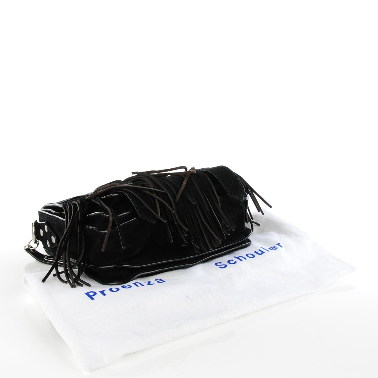 Suede Fringed PS1 Crossbody Pouch Messenger Black