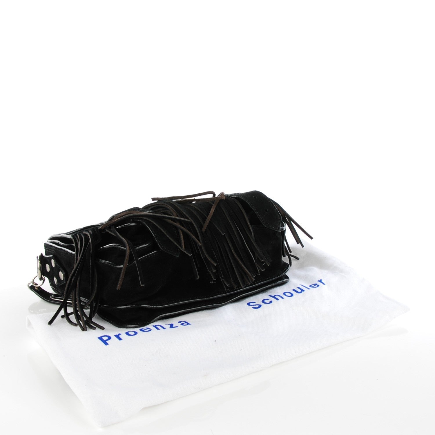 Proenza Schouler Suede Fringed PS1 Crossbody Pouch Messenger Black 4 of 9