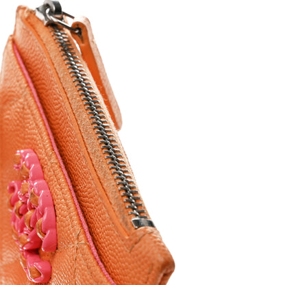 Chanel Caviar Flashy CC Zip Card Holder Orange Pink 10 of 12