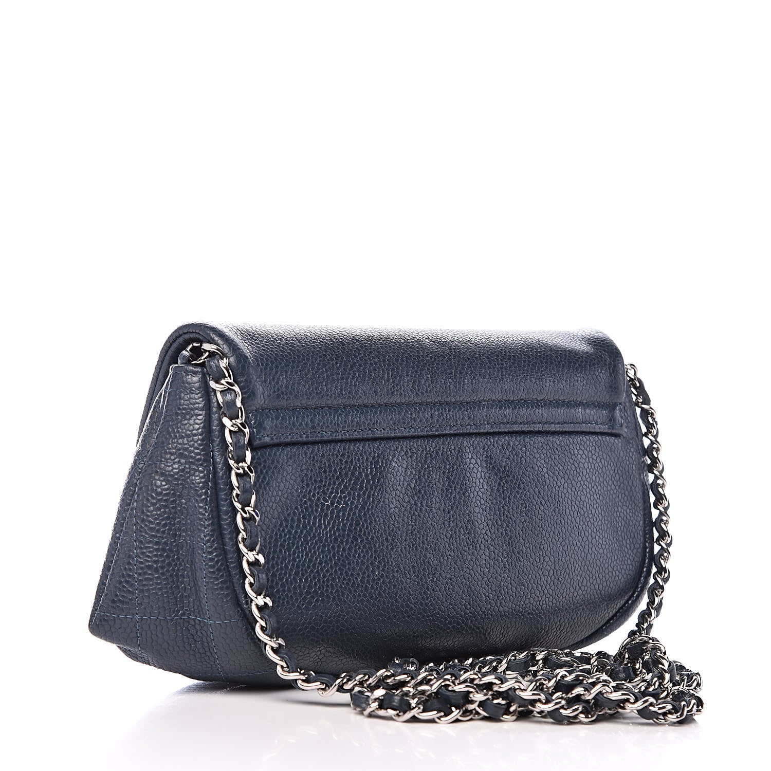 Chanel Caviar Half Moon Wallet On Chain WOC Blue 3 of 13