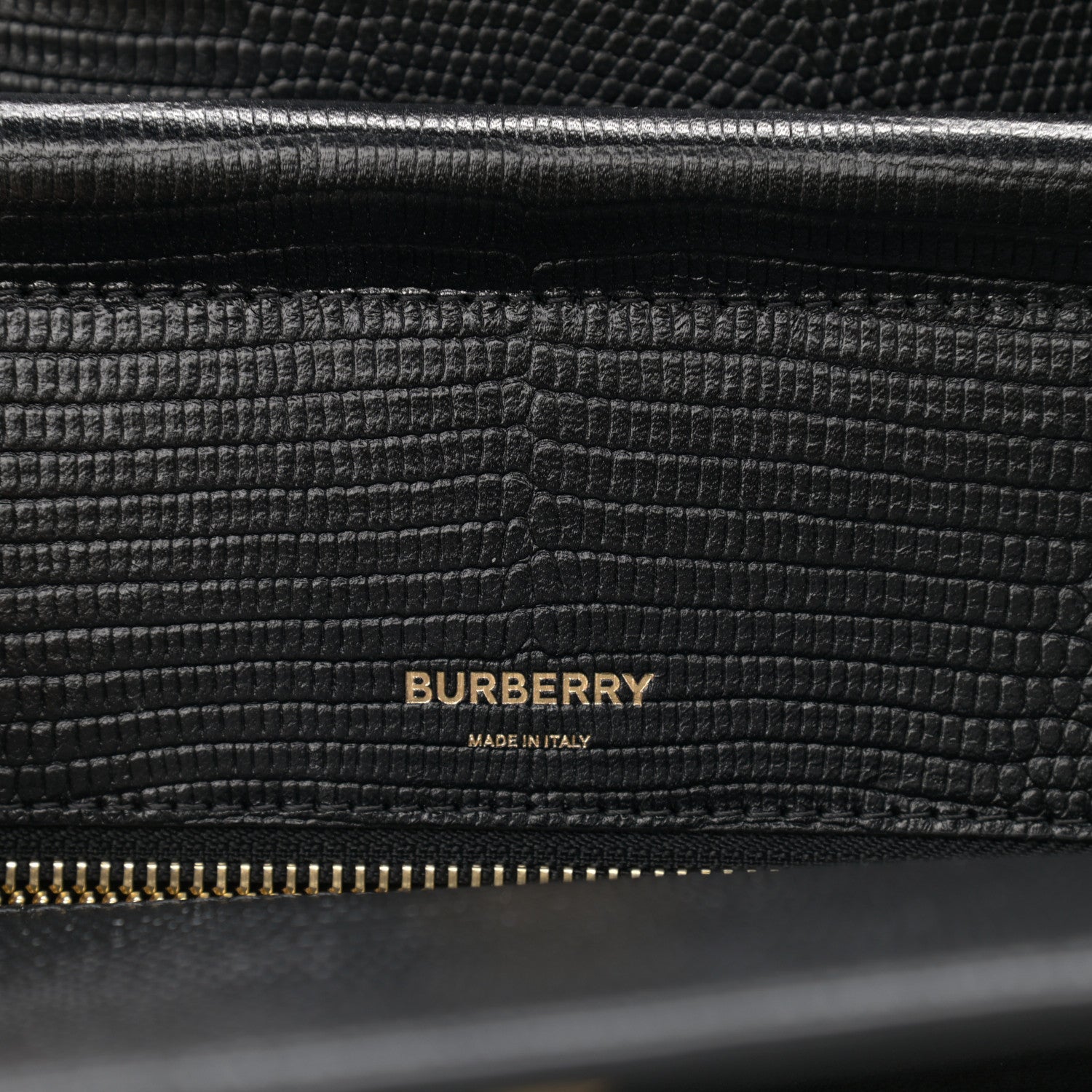Burberry Deerskin Suede Lizard Embossed Calfskin Medium Title Bag Black 6 of 11