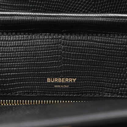 Burberry Deerskin Suede Lizard Embossed Calfskin Medium Title Bag Black 6 of 11