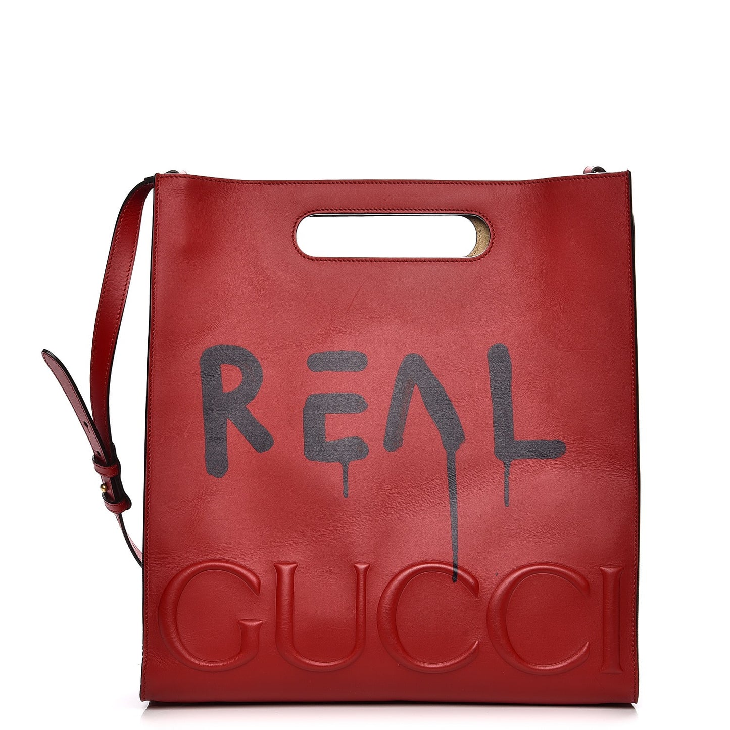 Calfskin GucciGhost Real Medium XL Tote Hibiscus Red