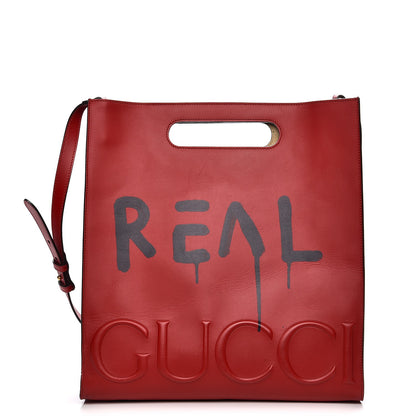Gucci Calfskin GucciGhost Real Medium XL Tote Hibiscus Red 1 of 11