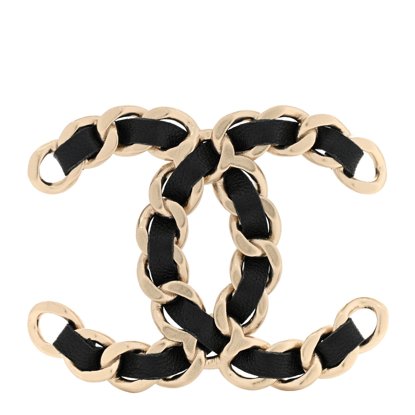 Lambskin CC Chain Brooch Black Gold Multicolor