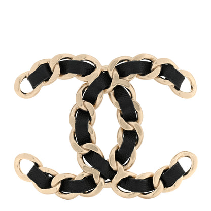 Chanel Lambskin CC Chain Brooch Black Gold Multicolor 1 of 5