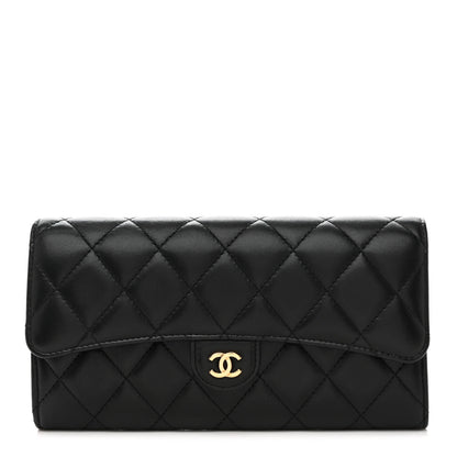 Chanel Lambskin Quilted Large Gusset Flap Wallet Black 1 of 10