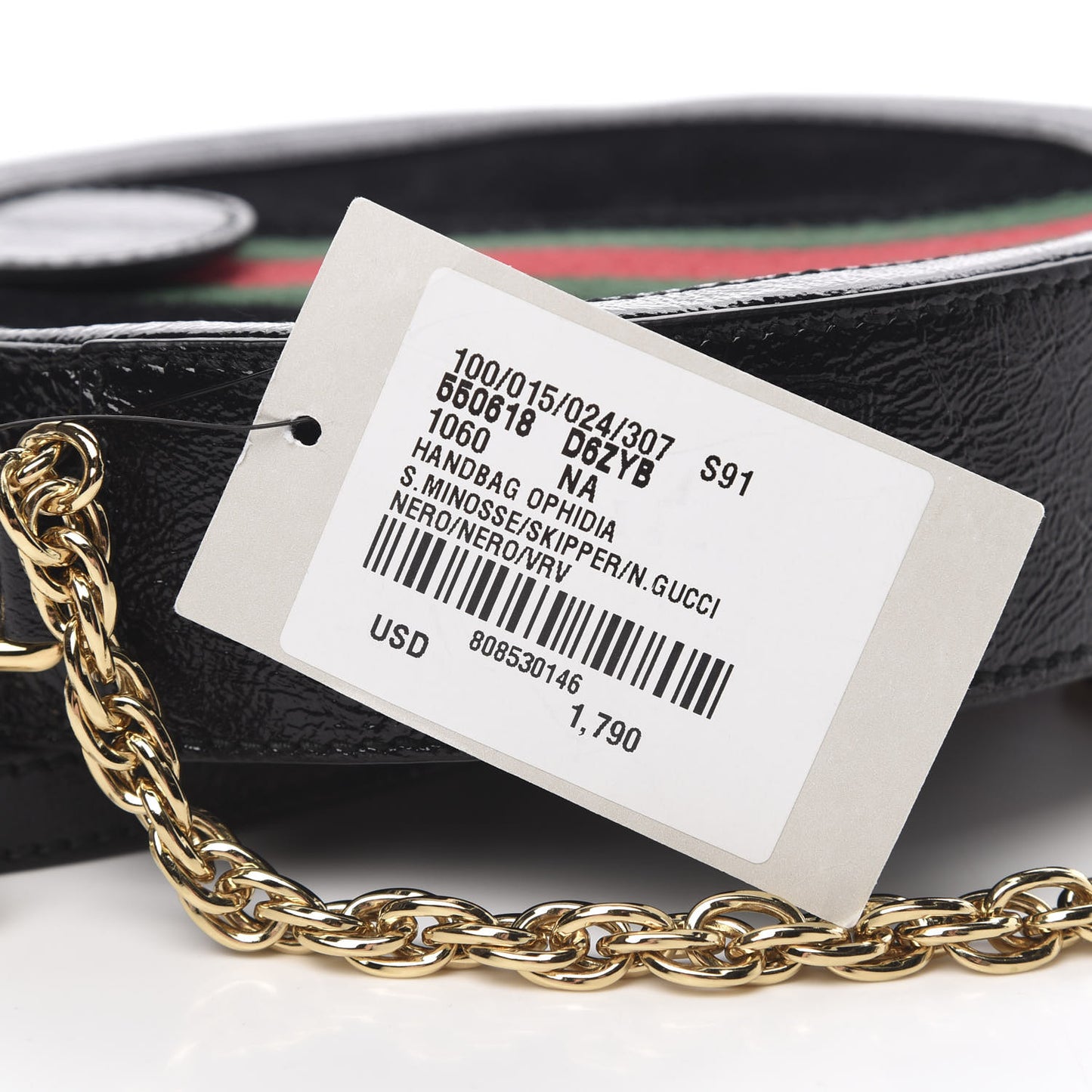 Suede Patent Web Mini Ophidia Round Shoulder Bag Black
