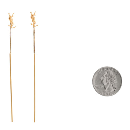 Saint Laurent Metal Monogram Pendant Threader Earrings Gold 2 of 5