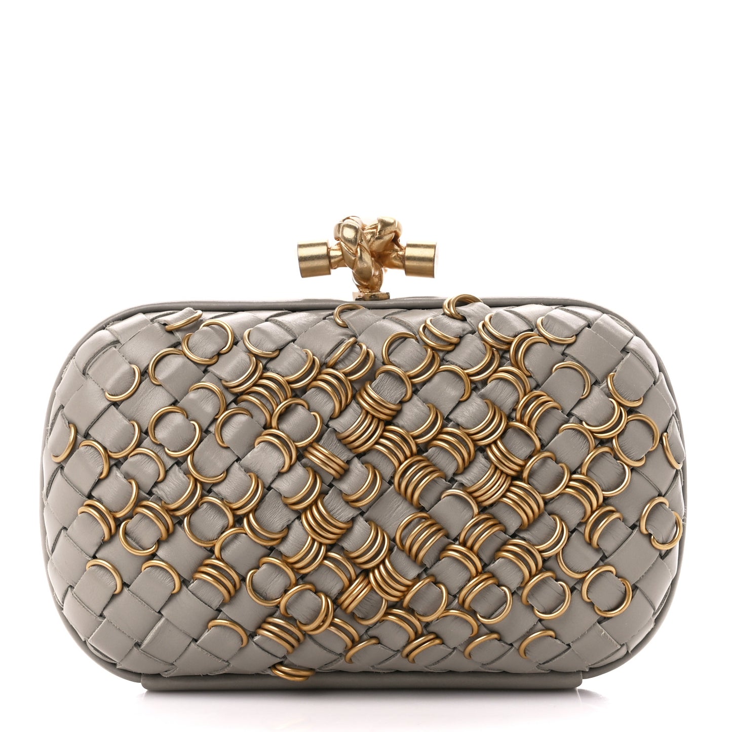 Nappa Intrecciato Knot Clutch Grey Gold