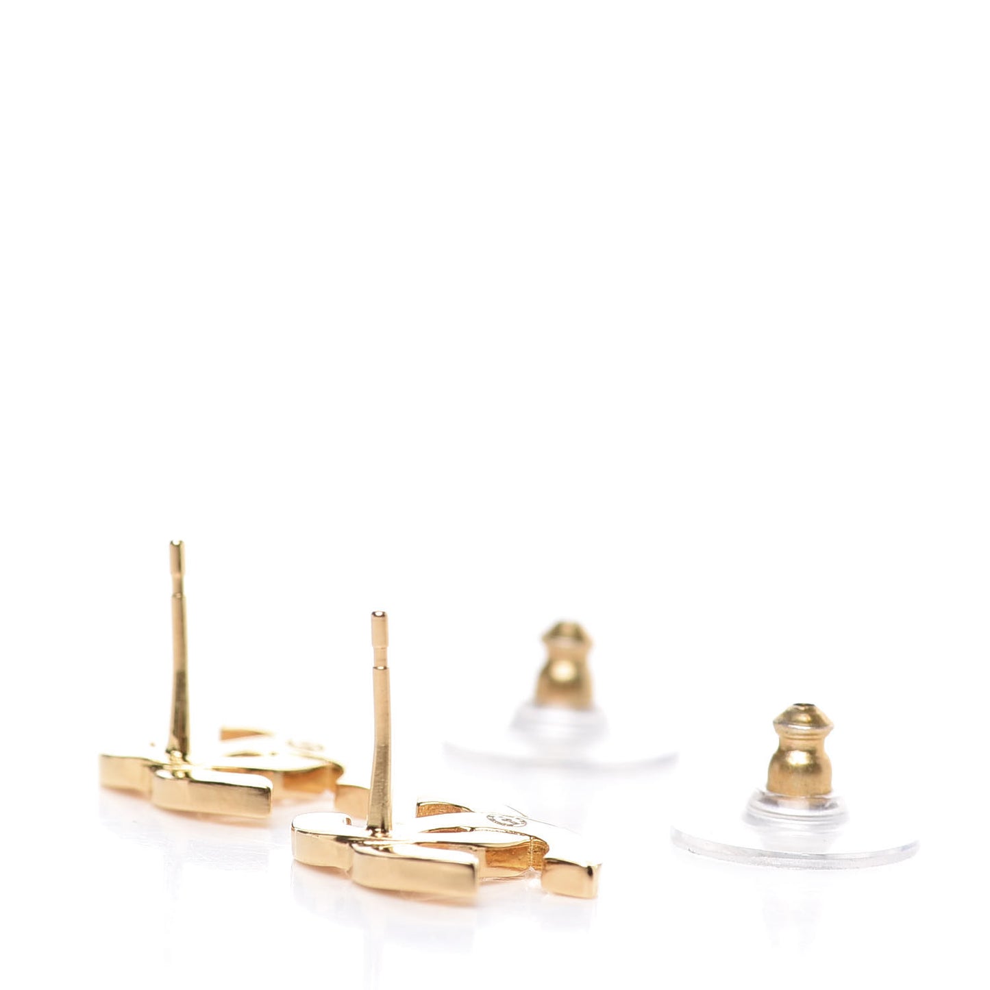 Metal CC Paris Button Stud Earrings Gold