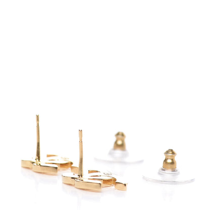 Chanel Metal CC Paris Button Stud Earrings Gold 4 of 5