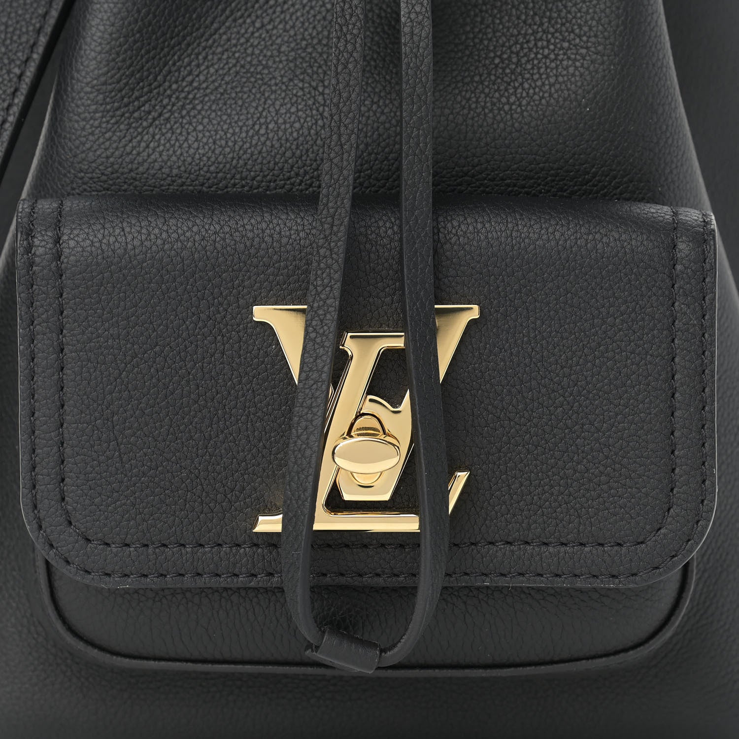 Louis Vuitton Calfskin Lockme Bucket MM Black 7 of 10
