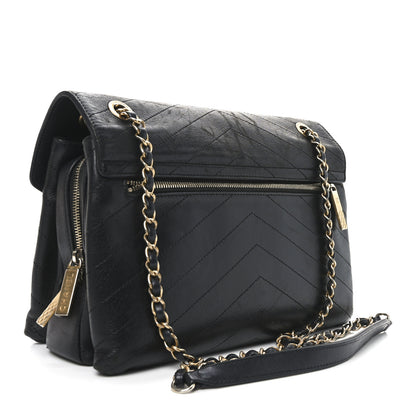 Chanel Lambskin Chevron Stitched Medium Envelope Flap Black 3 of 10