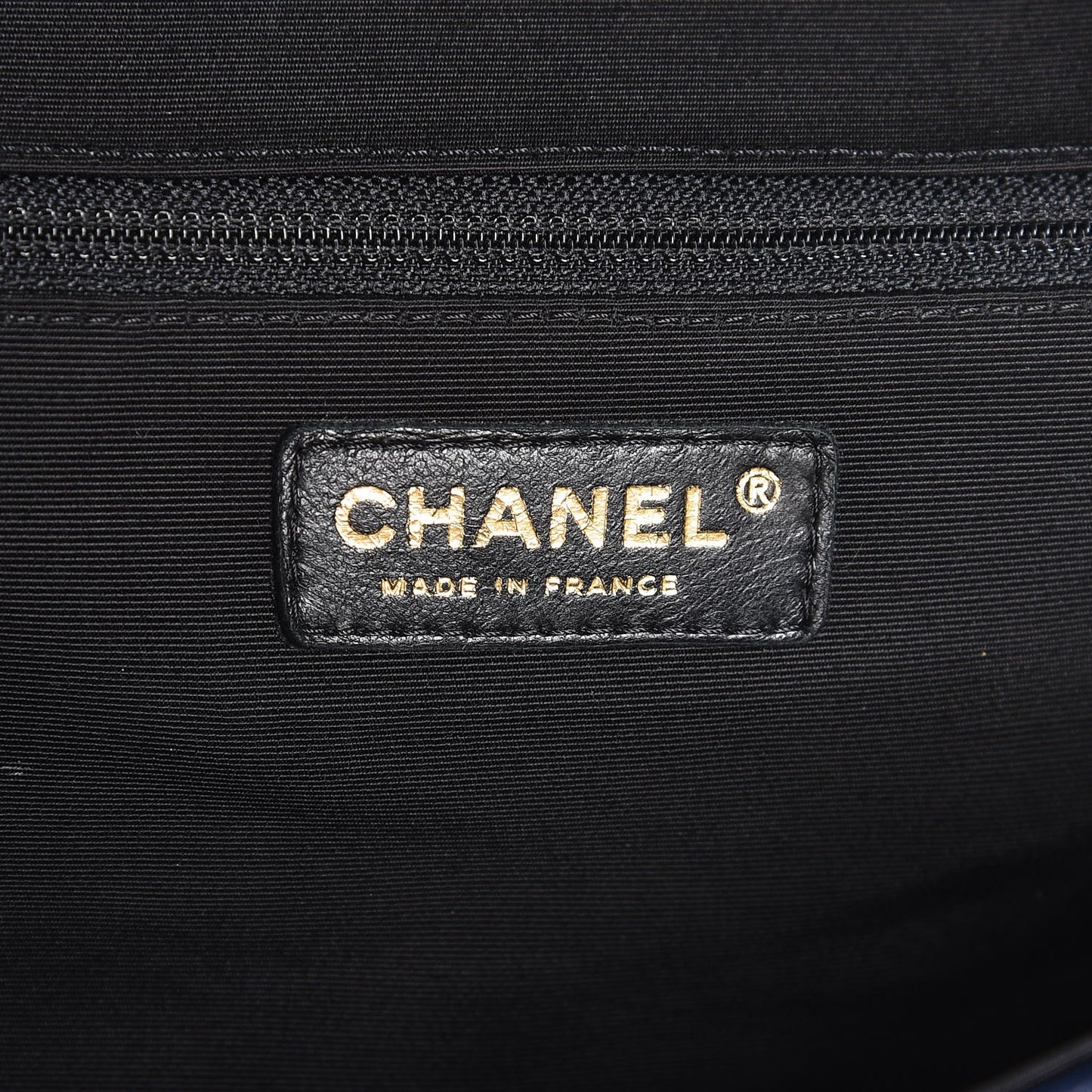 Calfskin Quilted Large Elegant CC Flap Navy Black