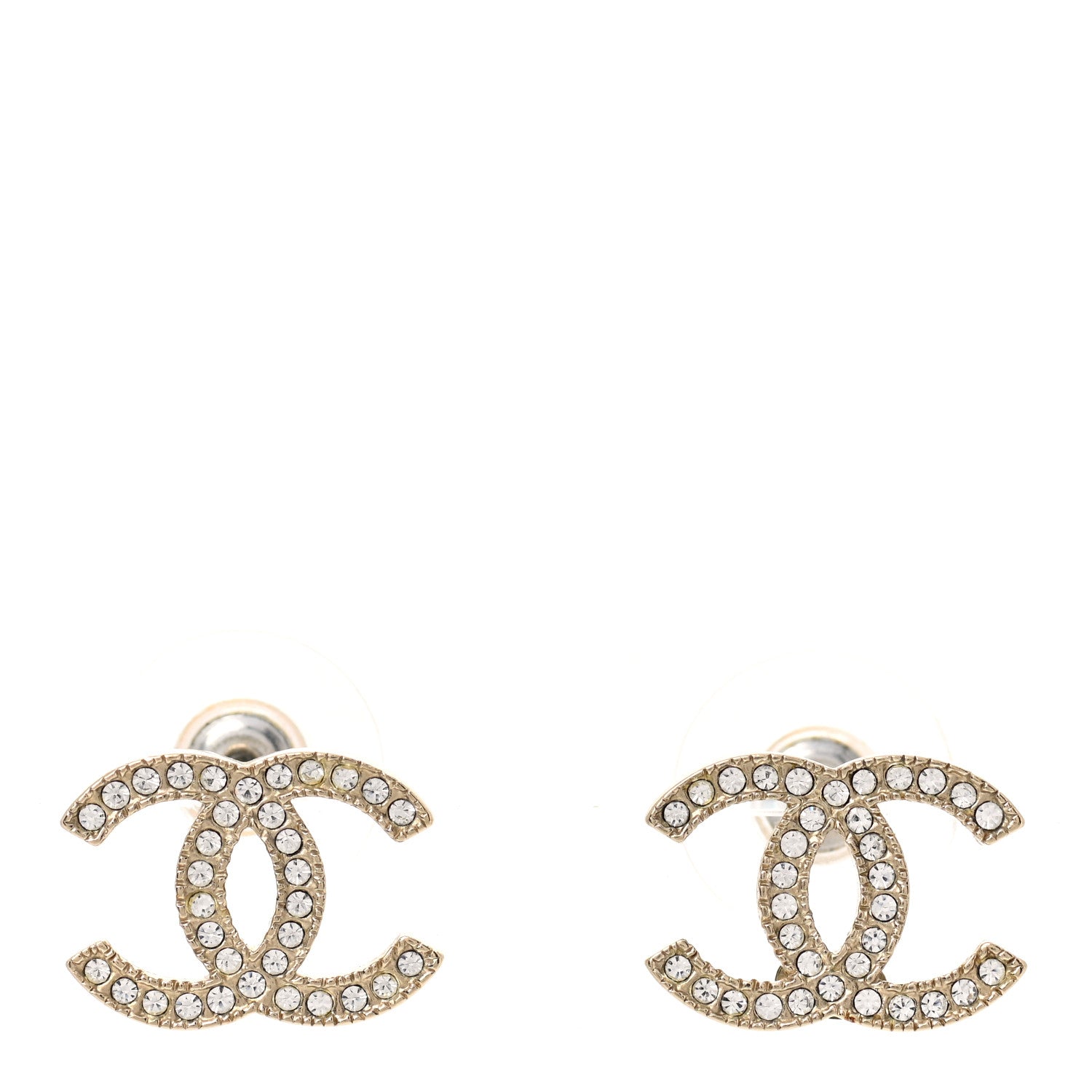 Chanel Crystal CC Earrings Gold 1 of 7