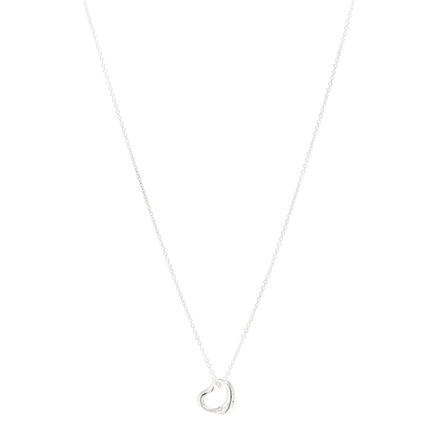 Sterling Silver 11mm Elsa Peretti Open Heart Pendant Necklace