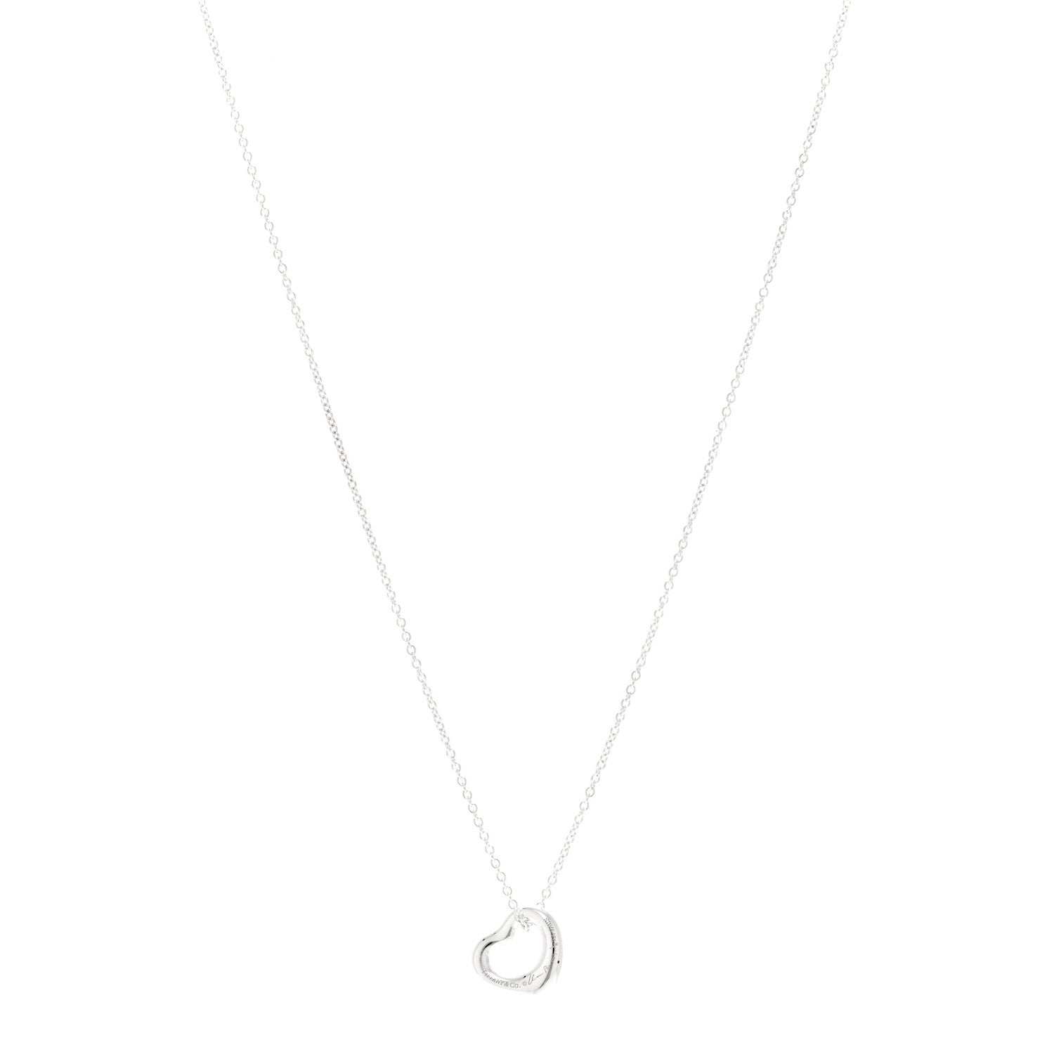 Tiffany Sterling Silver 11mm Elsa Peretti Open Heart Pendant Necklace 1 of 6