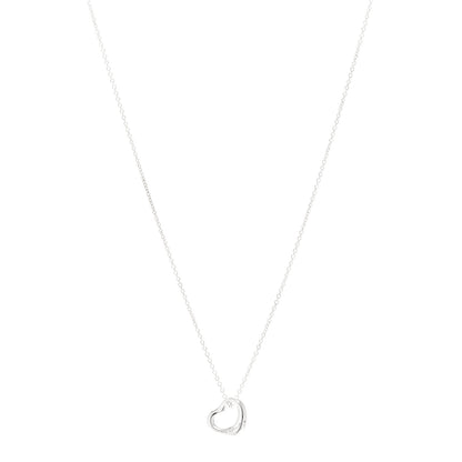 Tiffany Sterling Silver 11mm Elsa Peretti Open Heart Pendant Necklace 1 of 6