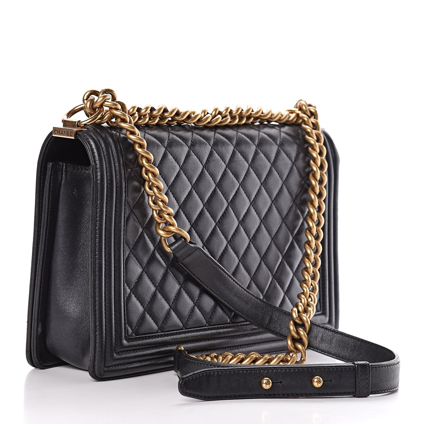 Lambskin Quilted New Medium Boy Flap Black