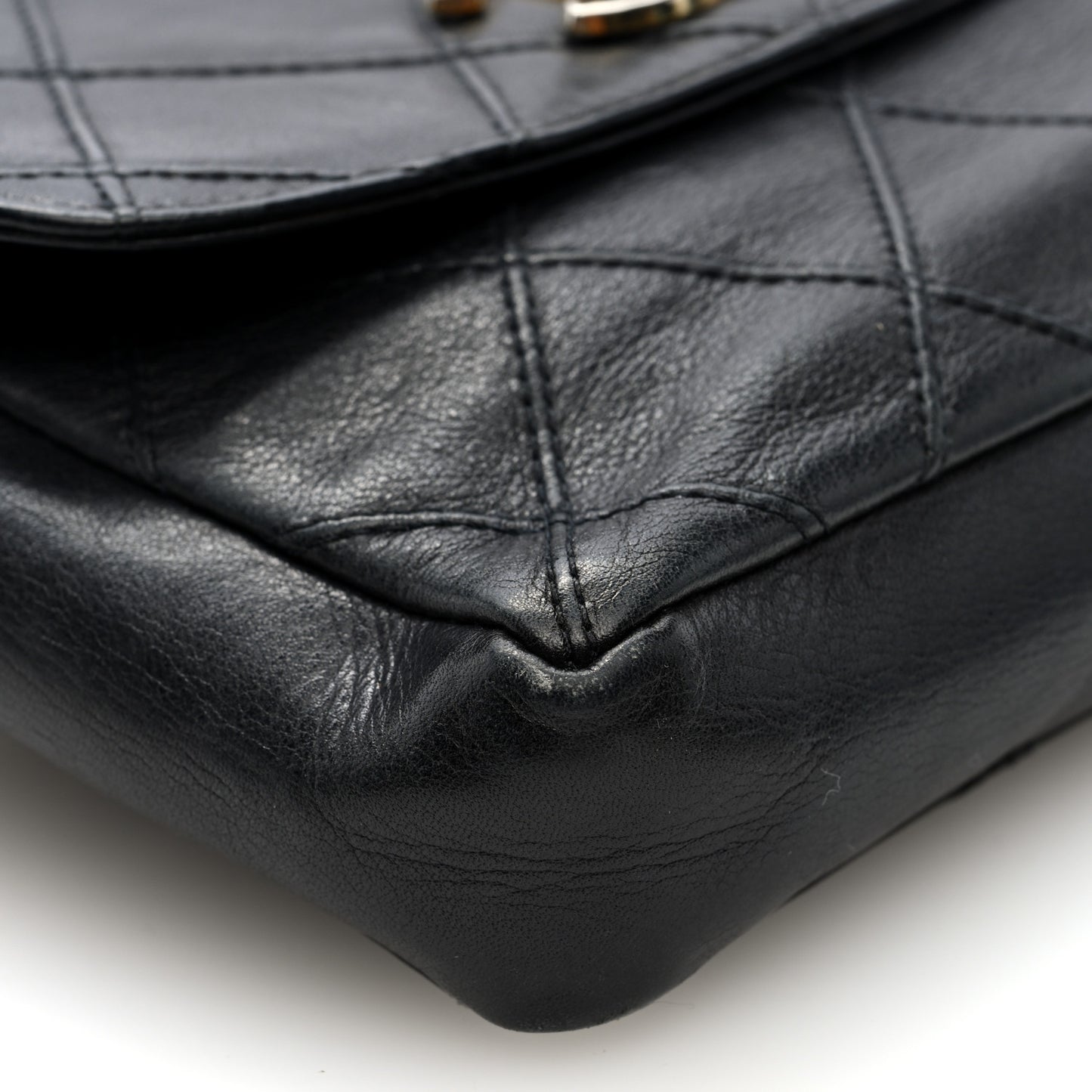 Calfskin Quilted Flap Waist Belt Bag Black