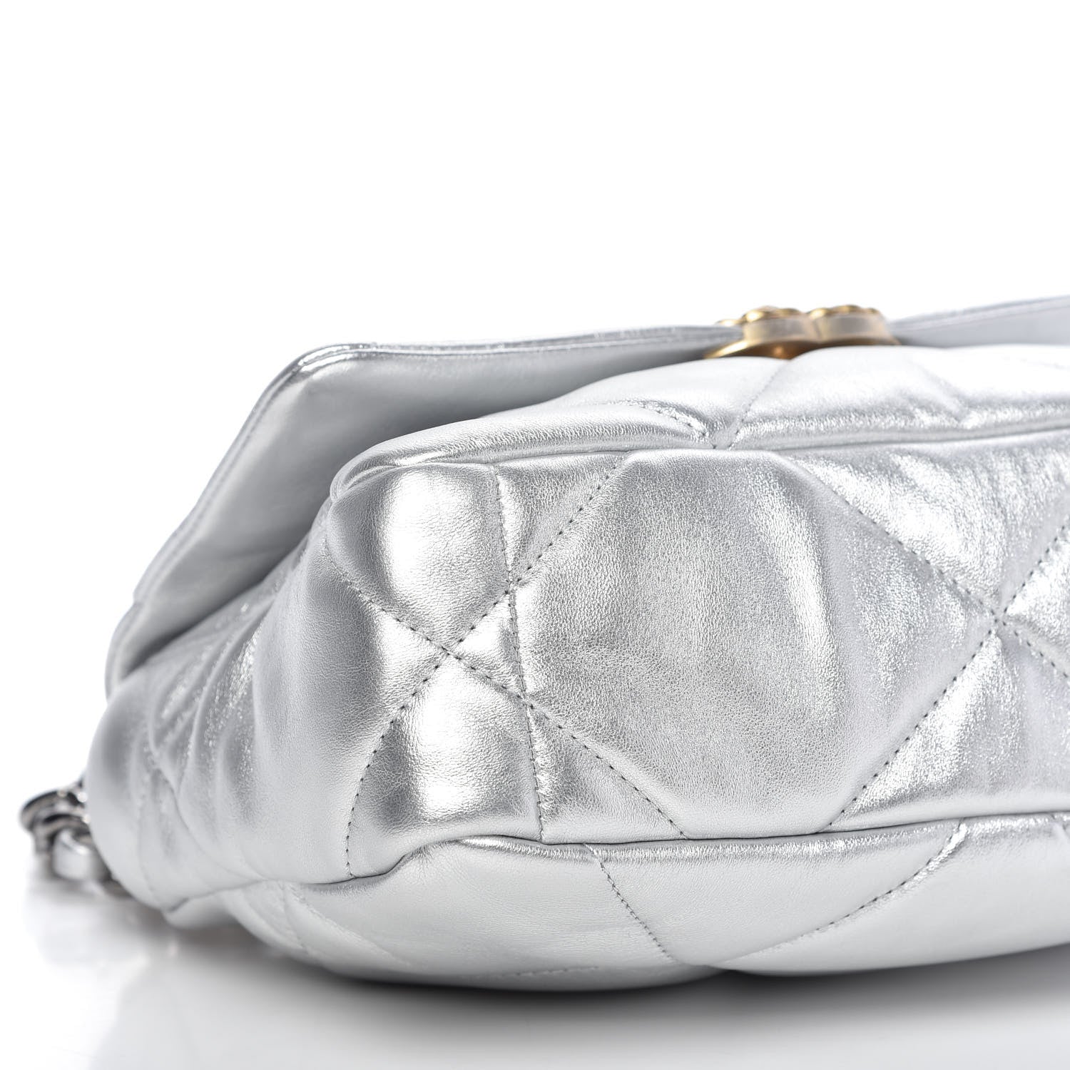Chanel Metallic Lambskin Quilted Medium Chanel 19 Flap Silver 6 of 10