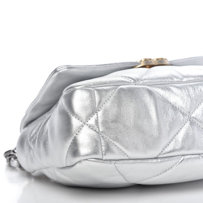Chanel Metallic Lambskin Quilted Medium Chanel 19 Flap Silver 6 of 10