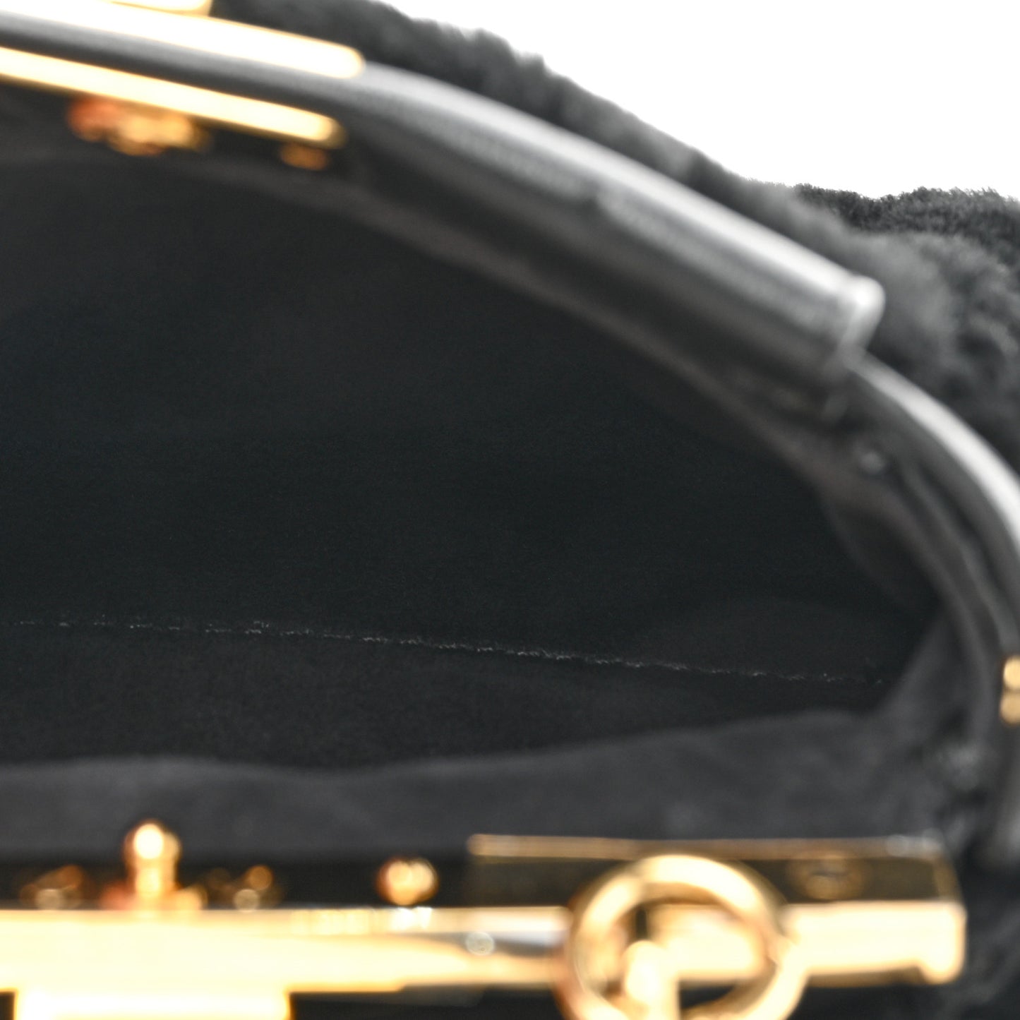 Shearling Shiny Nappa Micro Peekaboo Iconic Satchel Black