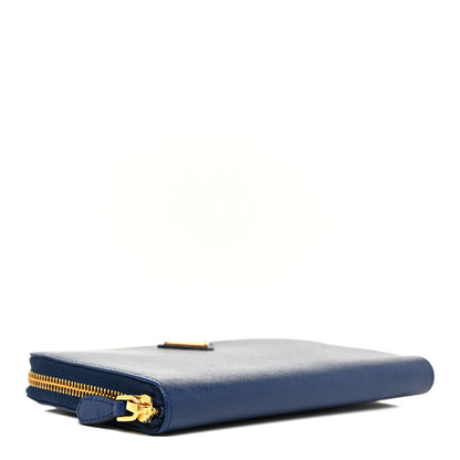 Prada Saffiano Metal Zip Around Wallet Bleuette 4 of 11