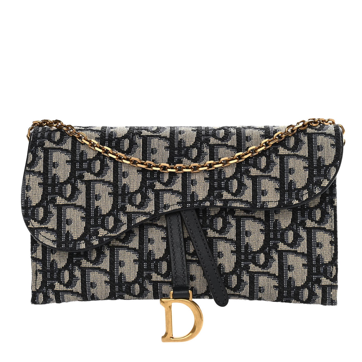 Oblique Saddle Chain Long Wallet Blue
