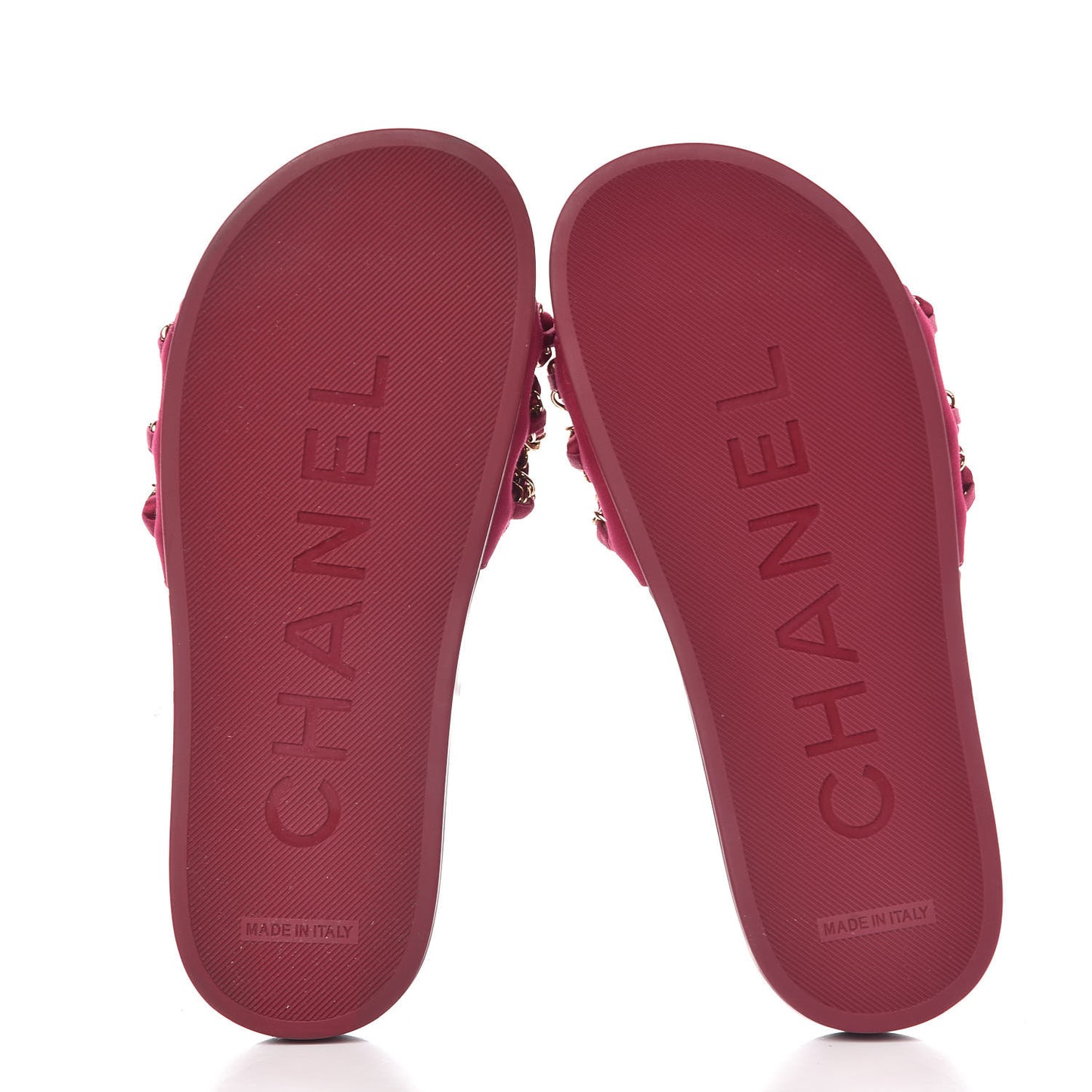 Satin Chain Flat Sandals 35 Dark Fuchsia