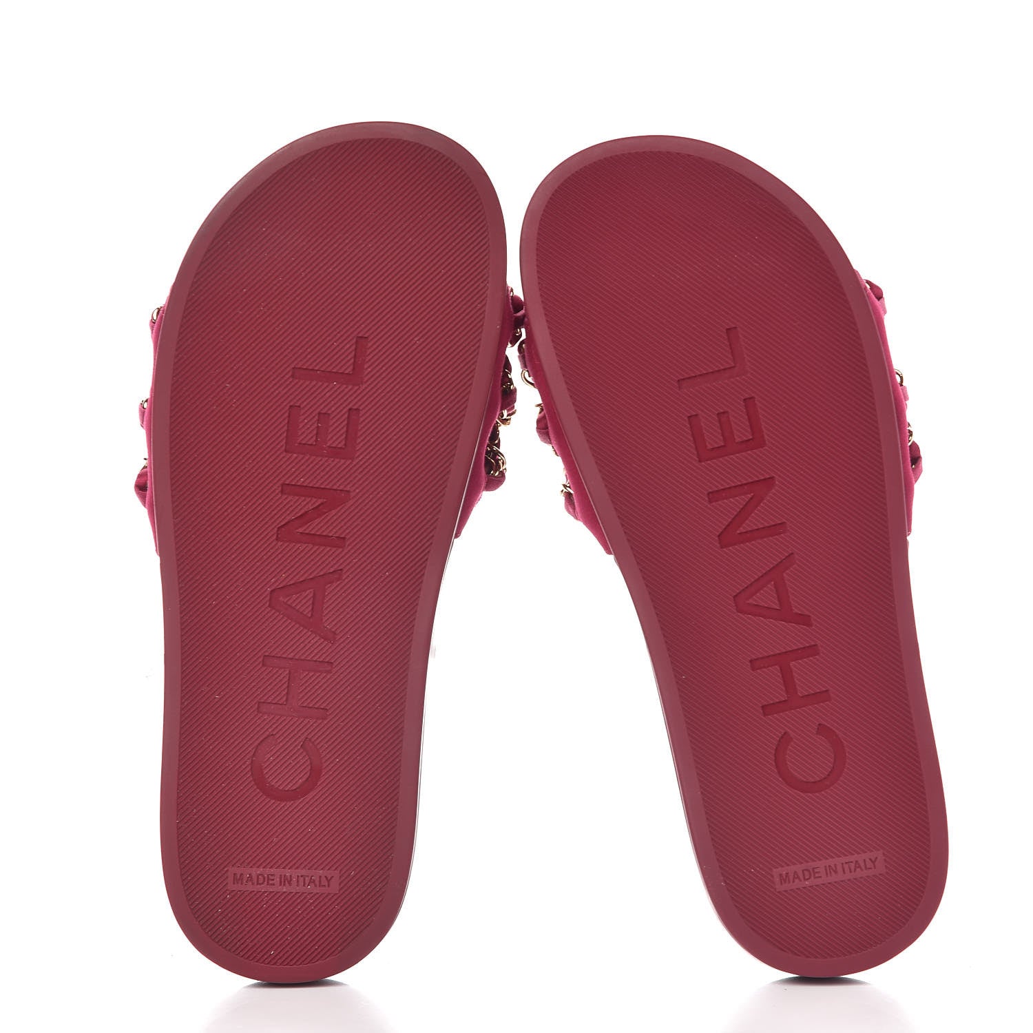 Chanel Satin Chain Flat Sandals 35 Dark Fuchsia 5 of 11