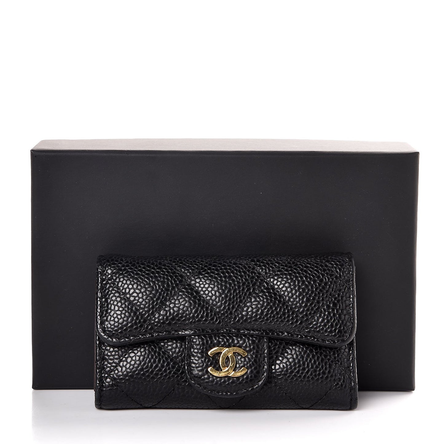 Caviar Quilted 6 Key Holder Black