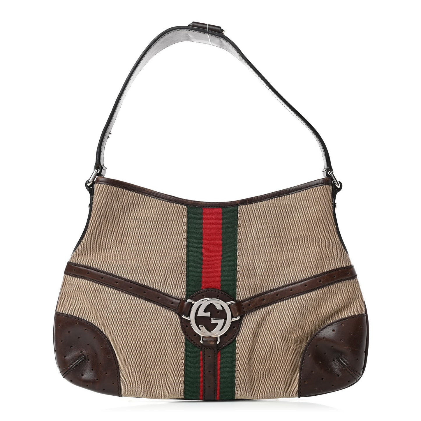 Canvas Web GG Reins Shoulder Bag Brown