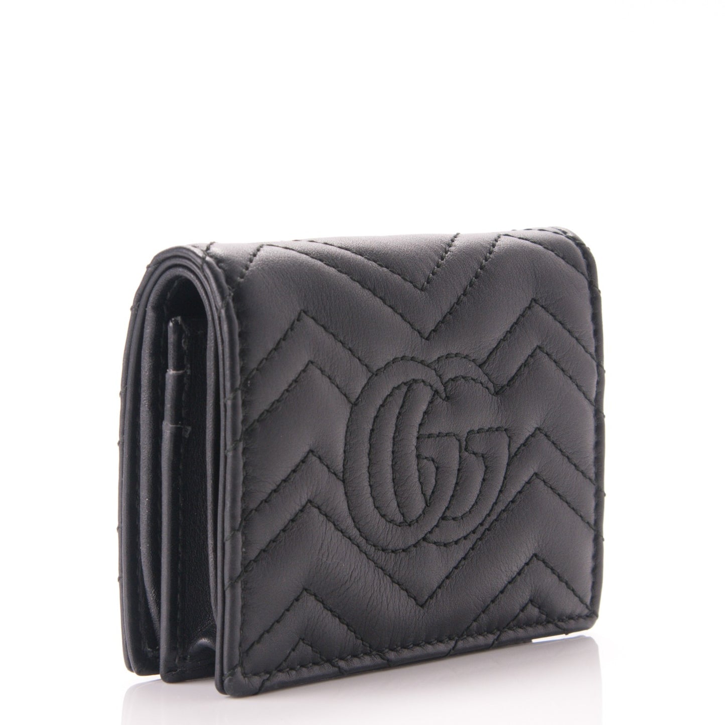 Calfskin Matelasse GG Marmont Card Case Black