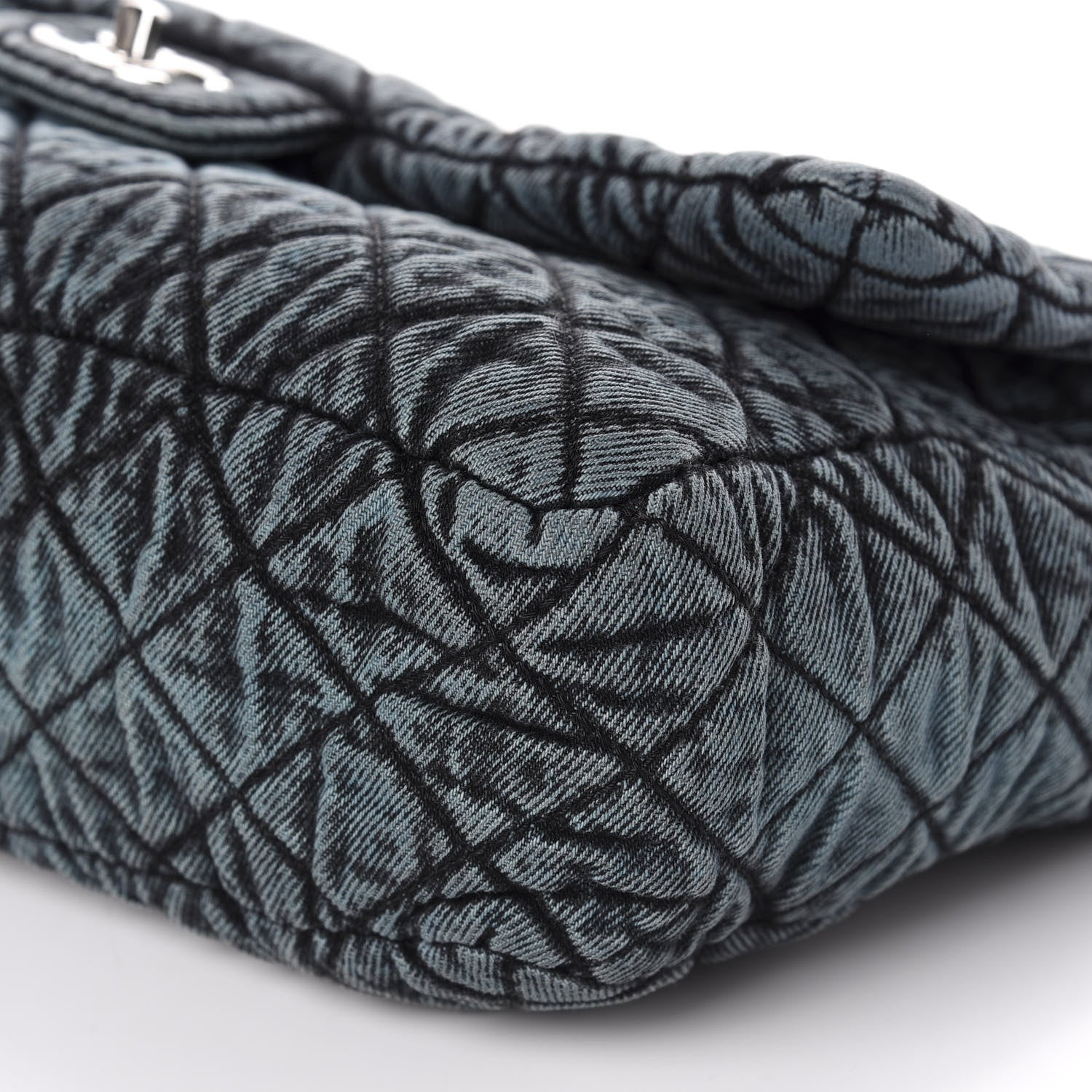 Chanel Denim Quilted Denimpression Flap Green Blue 8 of 11