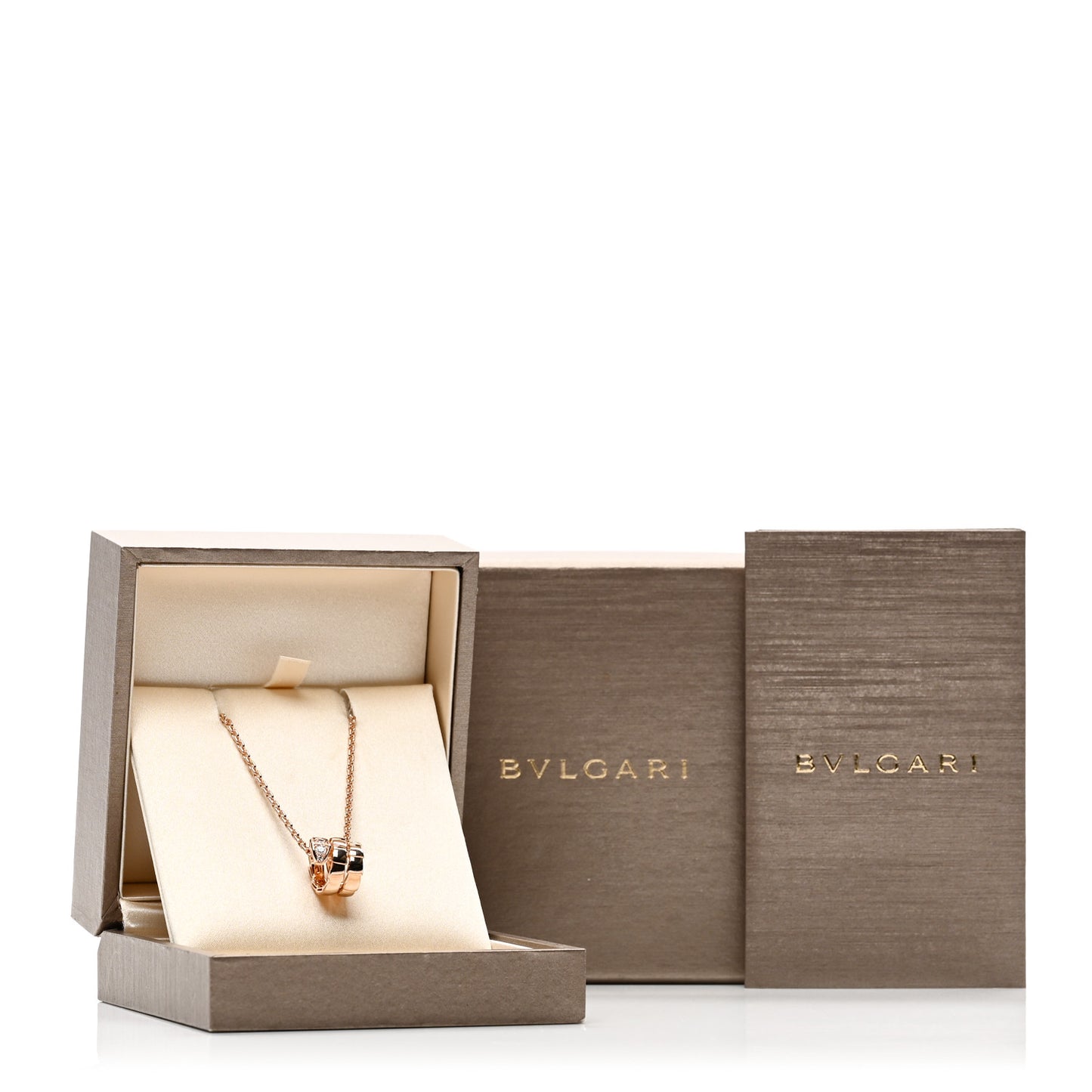 18K Rose Gold Diamond Serpenti Viper Demi Pave Pendant Necklace